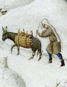 Les Trä�s Riches Heures Du Duc De Berry. February. Detail - Art Print Art Print - Les Trä�s Riches Heures Du Duc De Berry. February. Detail