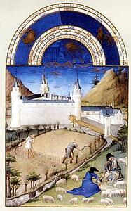 Les Trä�s Riches Heures Du Duc De Berry. July. Palais Poitiers - Art Print Art Print - Les Trä�s Riches Heures Du Duc De Berry. July. Palais Poitiers