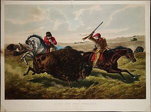 Hunting Art Print - Life On The Prairie, The Buffalo Hunt, Lithograph By Arthur Fitzwilliam Tait, Published By Currier & Ives ™, 152 Nassau Street, New York, New York.