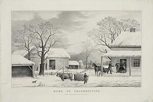 Currier Ives Art Print - Lithograph, Home To Thanksgiving, Published By Currier & Ives ™.