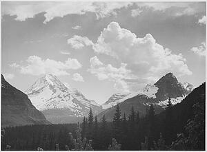 Clouds Art Print - Looking Across Forest To Mountains And Clouds, "in Glacier National Park, " Montana. Photographs Of National Parks And Monuments, Compiled 1941 - 1942, Documenting The Period Ca. 1933 - 1942.