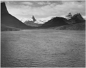 Looking Across Lake Art Print - Looking Across Toward Snow-Capped Mountains, Lake In Foreground, "st. Mary's Lake, Glacier National Park, " Montana. Photographs Of National Parks And Monuments, Compiled 1941 - 1942, Documenting The Period Ca. 1933 - 1942.