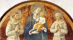 Madonna And Child Between St. Francis And St. Bernardine Of Siena - Art Print Art Print - Madonna And Child Between St. Francis And St. Bernardine Of Siena
