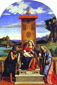 Madonna And Child Between St. John The Baptist And St. Mary Magdalen - Art Print Art Print - Madonna And Child Between St. John The Baptist And St. Mary Magdalen