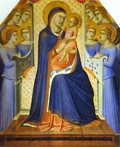 Madonna And Child Enthroned With Eight Angels - Art Print Art Print - Madonna And Child Enthroned With Eight Angels