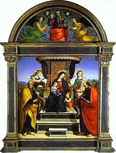 Madonna And Child Enthroned With Saints - Art Print Art Print - Madonna And Child Enthroned With Saints