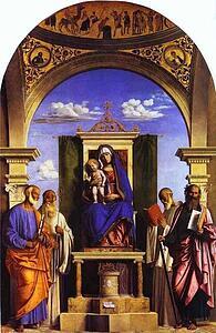 Madonna And Child Enthroned With St. Peter, St. Romuald, St. Benedict, And St. Paul - Art Print Art Print - Madonna And Child Enthroned With St. Peter, St. Romuald, St. Benedict, And St. Paul