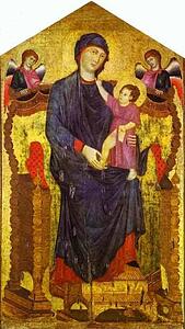 Madonna And Child Enthroned With Two Angels - Art Print Art Print - Madonna And Child Enthroned With Two Angels