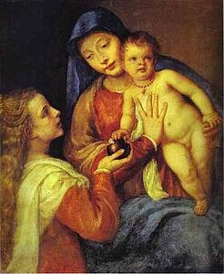 Madonna And Child With Mary Magdalene - Art Print Art Print - Madonna And Child With Mary Magdalene