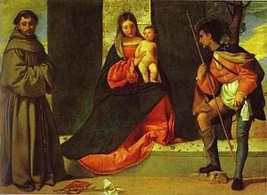 Madonna And Child With St. Anthony And St. Roch - Art Print Art Print - Madonna And Child With St. Anthony And St. Roch