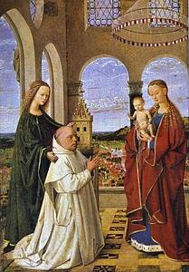 Madonna And Child With St. Barbara And A Carthusian Monk (Exeter Madonna) - Art Print Art Print - Madonna And Child With St. Barbara And A Carthusian Monk (Exeter Madonna)