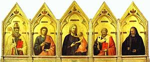 Madonna And Child With St. Nicholas, St. John The Evangelist, St. Peter And St. Benedict (Badia Polyptych) - Art Print Art Print - Madonna And Child With St. Nicholas, St. John The Evangelist, St. Peter And St. Benedict (Badia Polyptych)