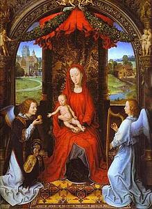 Madonna And Child With Two Angels - Art Print Art Print - Madonna And Child With Two Angels