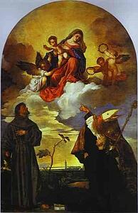 Madonna In Glory With The Christ Child And Saints Francis And Alvise With The Donor Alvise Gozzi - Art Print Art Print - Madonna In Glory With The Christ Child And Saints Francis And Alvise With The Donor Alvise Gozzi