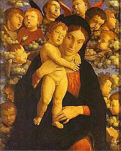 Madonna With Child And Angels - Art Print Art Print - Madonna With Child And Angels
