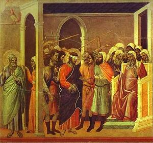 Maestà (Back, Central Panel) Jesus Mocked - Art Print Art Print - Maestà (Back, Central Panel) Jesus Mocked