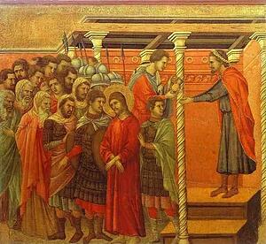 Maestà (Back, Central Panel) Pontius Pilate Washing His Hands - Art Print Art Print - Maestà (Back, Central Panel) Pontius Pilate Washing His Hands