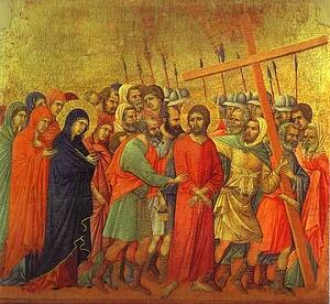 Maestà (Back, Central Panel) The Road To Calvary - Art Print Art Print - Maestà (Back, Central Panel) The Road To Calvary