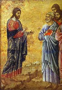 Maestà (Back, Crowning Panel, Detail Of ) Christ’s Appearance On The Mountain - Art Print Art Print - Maestà (Back, Crowning Panel, Detail Of ) Christ’s Appearance On The Mountain