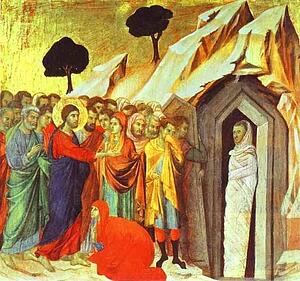 Maestà (Back, Predella) The Raising Of Lazarus - Art Print Art Print - Maestà (Back, Predella) The Raising Of Lazarus