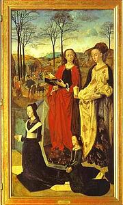 Maria Baroncelli With Her Daughter Margarita And Ss. Margaret And Mary Magdalene. The Right Panel Of The Portinari Altar - Art Print Art Print - Maria Baroncelli With Her Daughter Margarita And Ss. Margaret And Mary Magdalene. The Right Panel Of The Portinari Altar