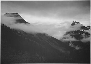 Mountain Partially Covered With Clouds, "in Glacier National Park," Montana.  Photographs Of National Parks And Monuments, Compiled 1941 - 1942, Documenting The Period Ca. 1933 - 1942. - Art Print Art Print - Mountain Partially Covered With Clouds, "in Glacier National Park," Montana.  Photographs Of National Parks And Monuments, Compiled 1941 - 1942, Documenting The Period Ca. 1933 - 1942.