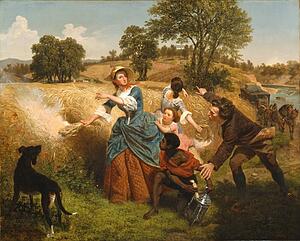 British Art Print - Mrs. Schuyler Burning Her Wheat Fields On The Approach Of The British