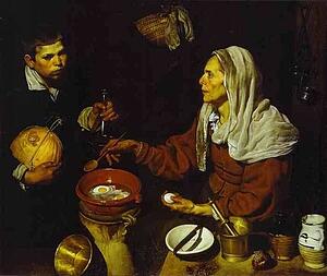 Old Woman Frying Eggs - Art Print Art Print - Old Woman Frying Eggs