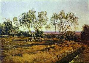 Art Print - Olives Near Cemetery In Albano. New Moon