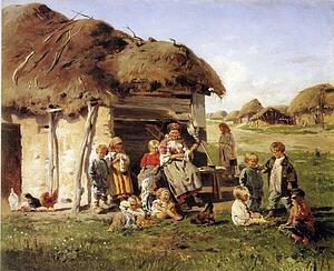 Peasant Children - Art Print Art Print - Peasant Children