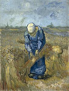 Peasant Art Print - Peasant Woman Binding Sheaves (After Millet)