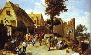 Peasants Dancing Outside An Inn - Art Print Art Print - Peasants Dancing Outside An Inn