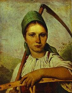 Pelageya. Peasant Woman With Scythe And Rake - Art Print Art Print - Pelageya. Peasant Woman With Scythe And Rake