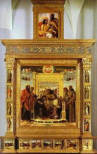 Art Print - Pesaro Altarpiece. Photomontage: Coronation Of The Virgin From Museo Civico, Pesaro And Pietà From Pinacoteca Di Vaticana