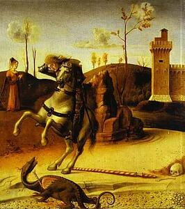 Art Print - Pesaro Altarpiece. Predella: St. George Fights The Dragon
