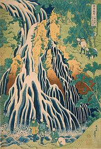Waterfall Art Print - Pilgrims At Kirifuri Waterfall On Mount Kurokami In Shimotsuke Province