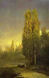 Art Print - Poplars Lit By The Sun