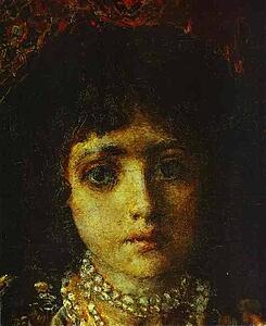 Art Print - Portrait Of A Girl Against A Persian Carpet. Detail