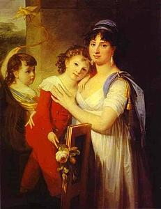 Art Print - Portrait Of Anna Muravyova-Apostol (1770s-1810) With Her Son Mathew (1793-1886) And Her Daughter Catherine (1794-1849)