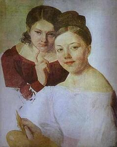 Portrait Of Artist's Daughters Alexandra And Felisata - Art Print Art Print - Portrait Of Artist's Daughters Alexandra And Felisata