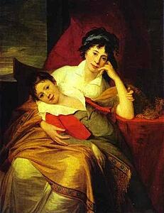 Art Print - Portrait Of Catherine Muravyova (1771-1848) With Her Son Nikita Muravyov (1796-1866)