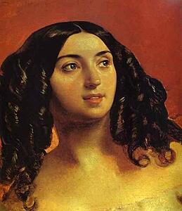 Portrait Of Countess Yu. P. Samoilova And Her Ward Amacilia Pacini Leaving A Ball. Detail - Art Print Art Print - Portrait Of Countess Yu. P. Samoilova And Her Ward Amacilia Pacini Leaving A Ball. Detail