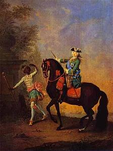 Art Print - Portrait Of Empress Elizaveta Petrovna On Horseback Followed By An Arab Boy