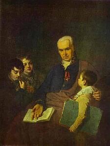 Art Print - Portrait Of K. I. Golovachevsky And The Younger Pupils Of The Academy