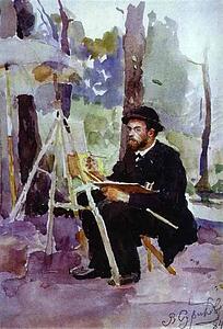 Portrait Of The Artist I. S. Ostroukhov At Work - Art Print Art Print - Portrait Of The Artist I. S. Ostroukhov At Work