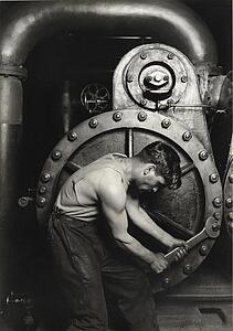 Mechanic Art Print - Power House Mechanic Working On Steam Pump. 
