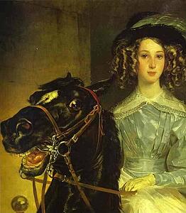 Rider. Portrait Of Giovanina And Amacilia Pacini, The Foster Children Of Countess Yu. P. Samoilova. Detail - Art Print Art Print - Rider. Portrait Of Giovanina And Amacilia Pacini, The Foster Children Of Countess Yu. P. Samoilova. Detail