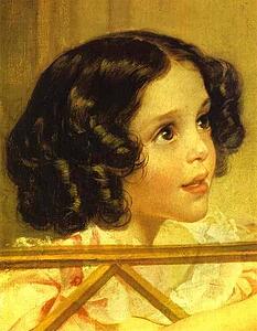 Rider. Portrait Of Giovanina And Amacilia Pacini, The Foster Children Of Countess Yu. P. Samoilova. Detail - Art Print Art Print - Rider. Portrait Of Giovanina And Amacilia Pacini, The Foster Children Of Countess Yu. P. Samoilova. Detail