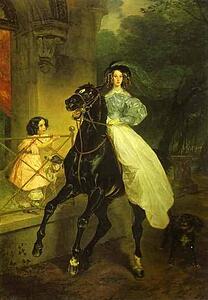 Rider. Portrait Of Giovanina And Amacilia Pacini, The Foster Children Of Countess Yu. P. Samoilova - Art Print Art Print - Rider. Portrait Of Giovanina And Amacilia Pacini, The Foster Children Of Countess Yu. P. Samoilova