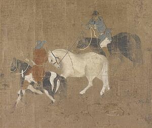 Riding Art Print - Riders Leading A White Horse